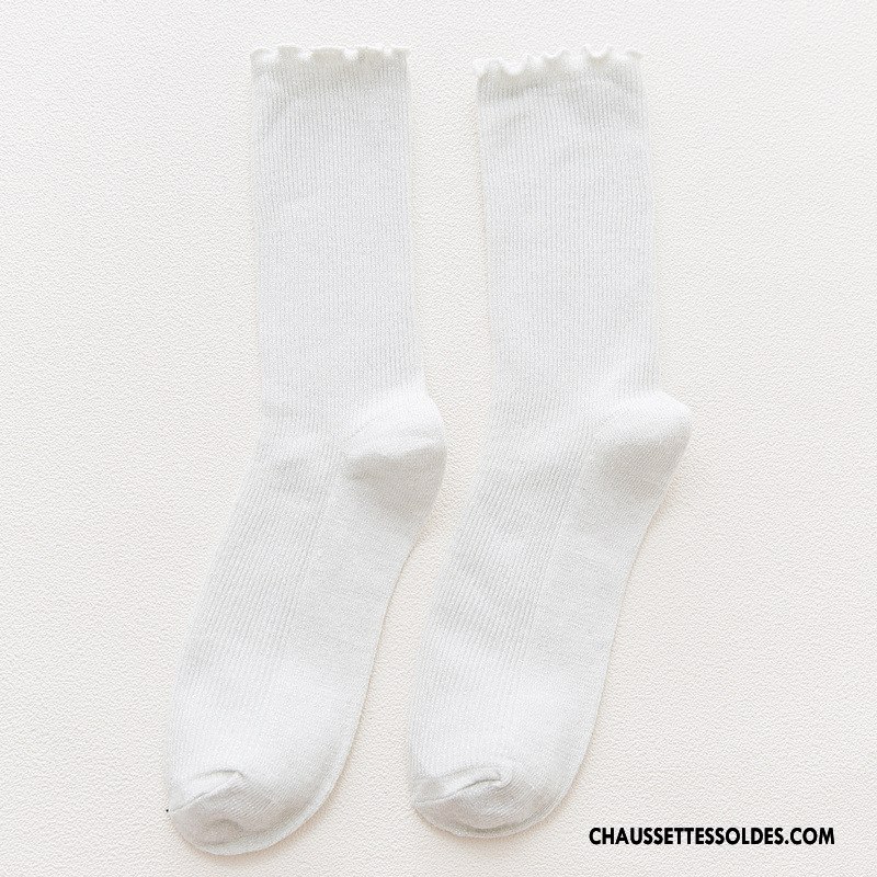 Chaussettes Mi Hautes Femme Vent D'université Rétro Milieu Matelassé Bois Dame Pure Bleu Or