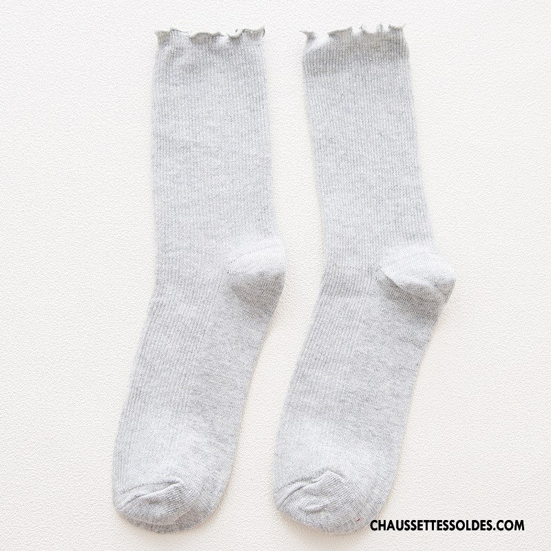 Chaussettes Mi Hautes Femme Vent D'université Rétro Milieu Matelassé Bois Dame Pure Bleu Or
