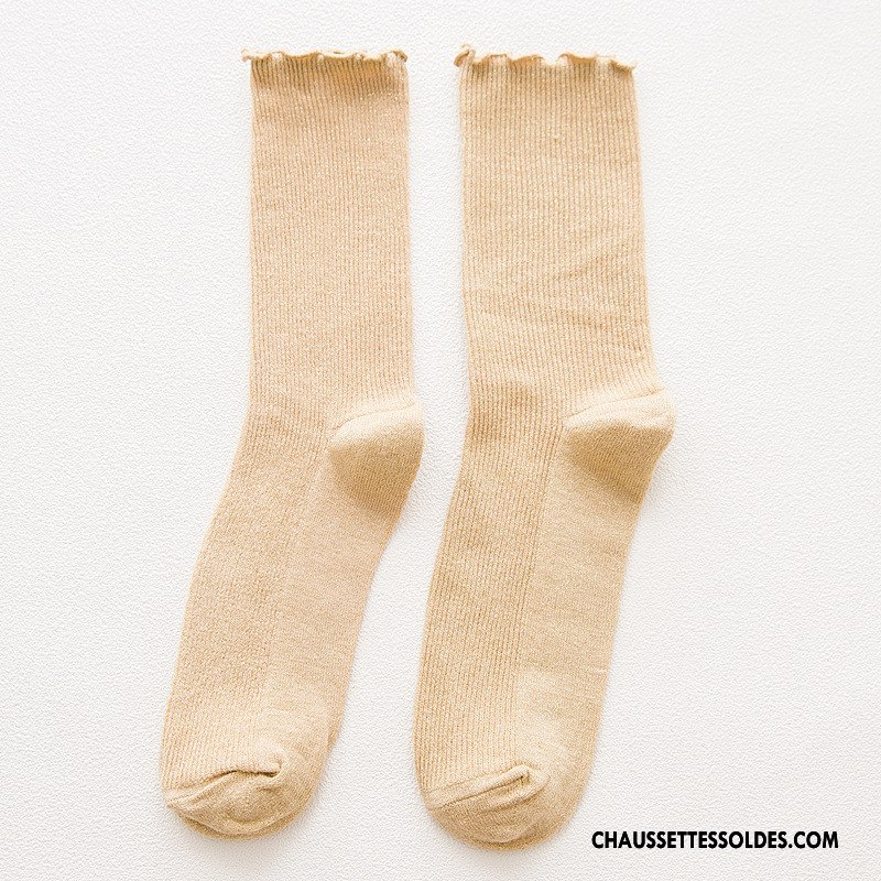 Chaussettes Mi Hautes Femme Vent D'université Rétro Milieu Matelassé Bois Dame Pure Bleu Or