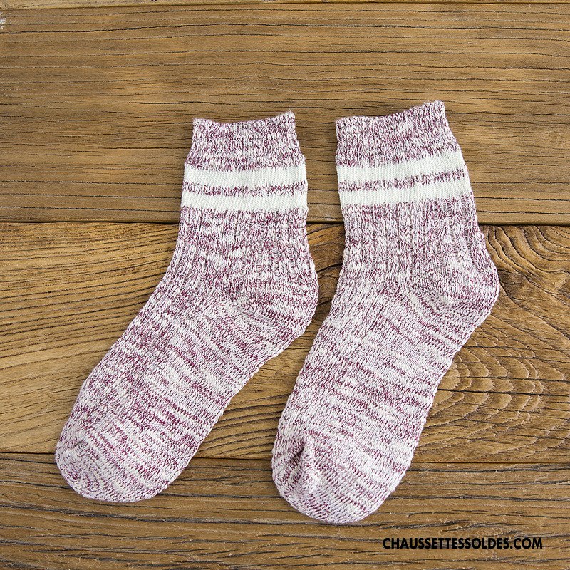 Chaussettes Mi Hautes Femme Yarn Bambou Élève L'automne Hiver Rétro Violet