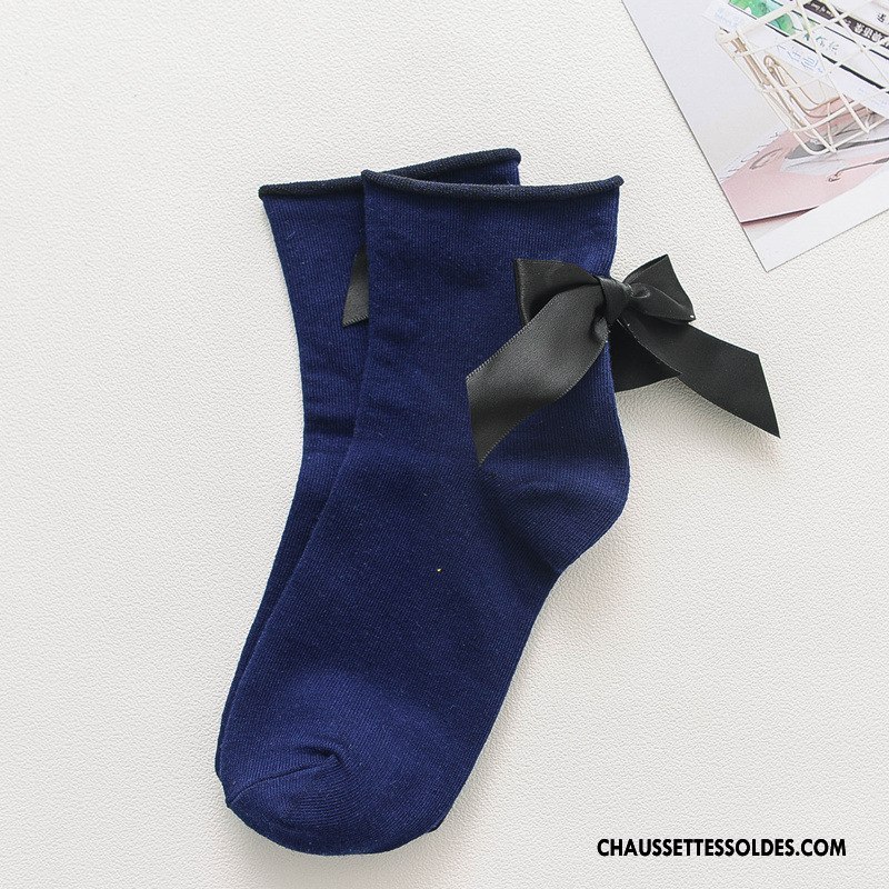 Chaussettes Mi Hautes Femme Élève Frais Chaussettes En Coton Vent D'université Derbies Ourlet Violet