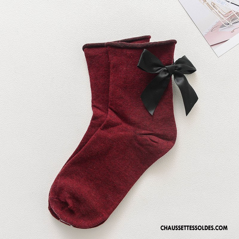 Chaussettes Mi Hautes Femme Élève Frais Chaussettes En Coton Vent D'université Derbies Ourlet Violet