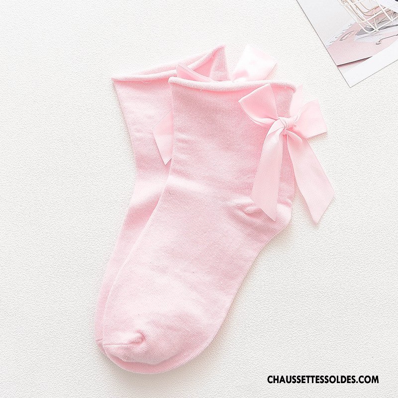 Chaussettes Mi Hautes Femme Élève Frais Chaussettes En Coton Vent D'université Derbies Ourlet Violet