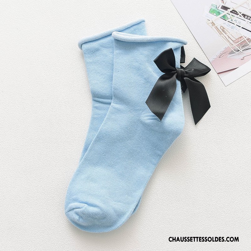 Chaussettes Mi Hautes Femme Élève Frais Chaussettes En Coton Vent D'université Derbies Ourlet Violet