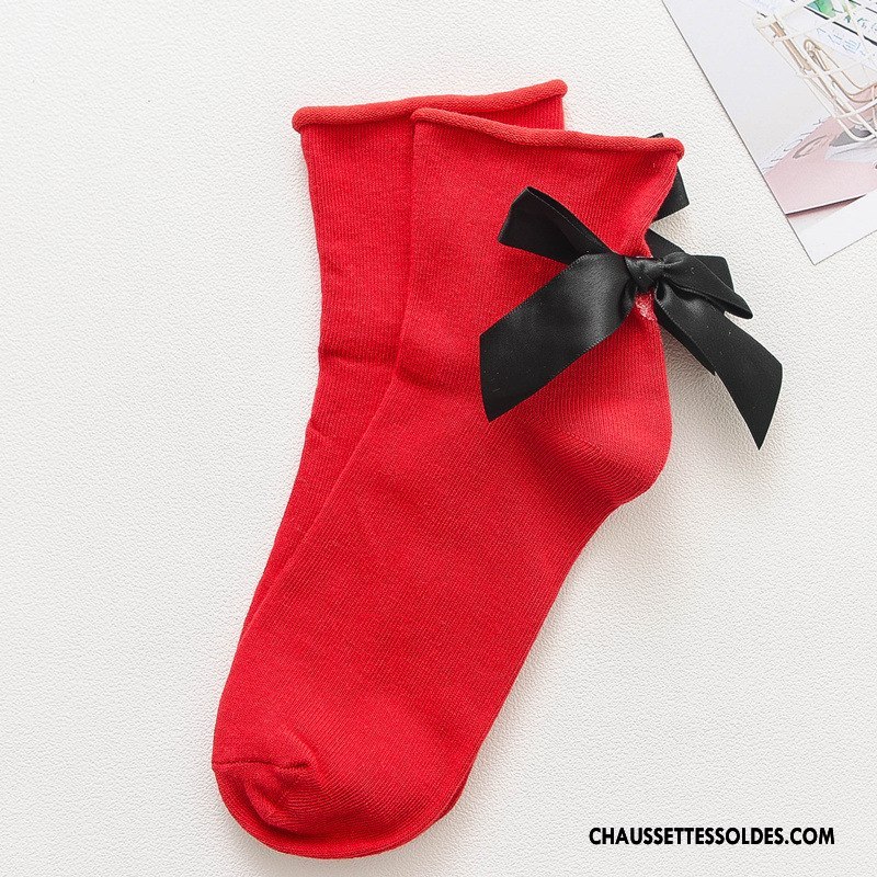 Chaussettes Mi Hautes Femme Élève Frais Chaussettes En Coton Vent D'université Derbies Ourlet Violet