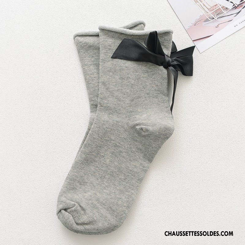 Chaussettes Mi Hautes Femme Élève Frais Chaussettes En Coton Vent D'université Derbies Ourlet Violet
