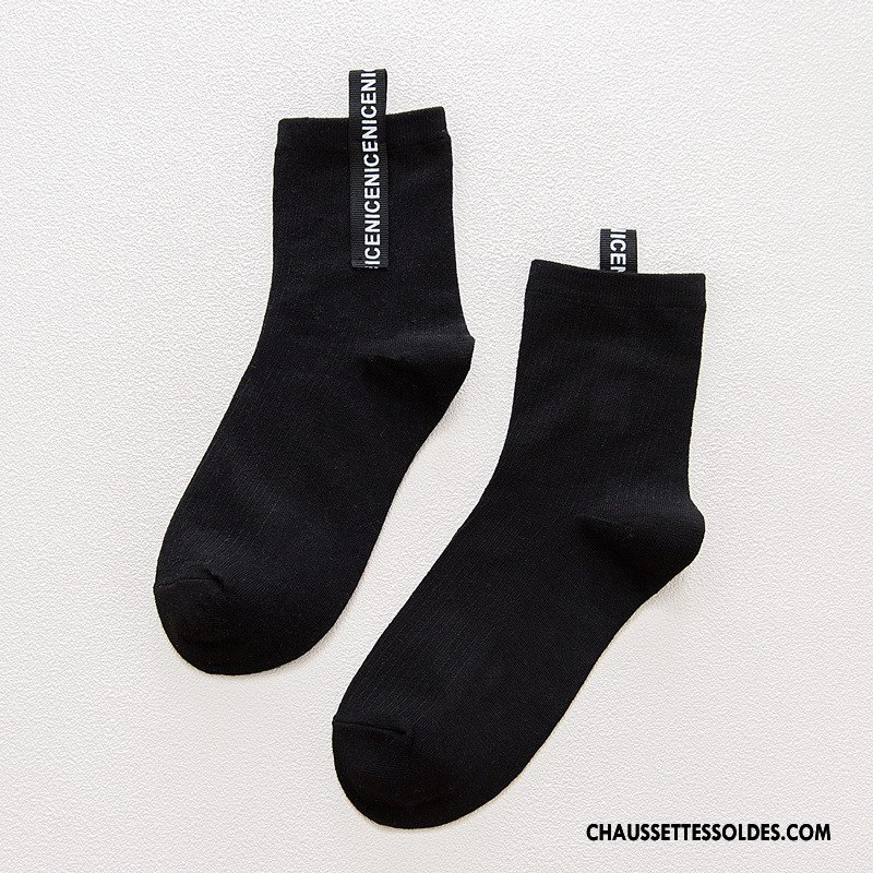 Chaussettes Mi Hautes Femme Élève Milieu Lettre Nouvelles Arrivées Dame Rétro Noir