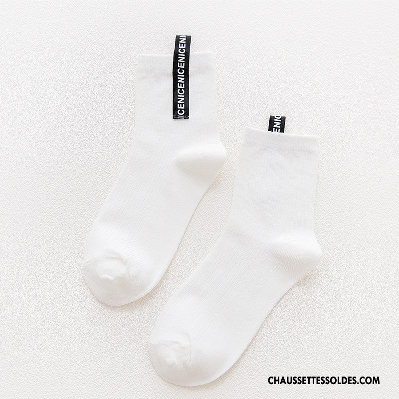 Chaussettes Mi Hautes Femme Élève Milieu Lettre Nouvelles Arrivées Dame Rétro Noir