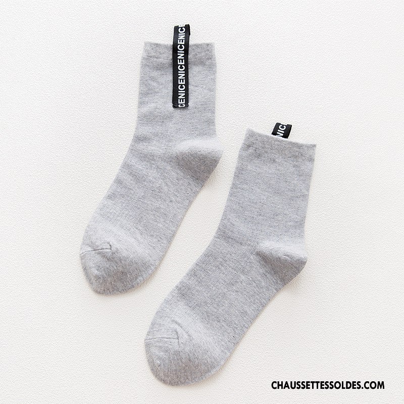 Chaussettes Mi Hautes Femme Élève Milieu Lettre Nouvelles Arrivées Dame Rétro Noir