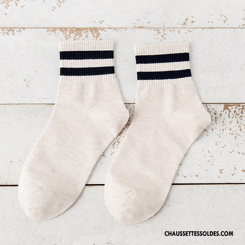 Chaussettes Mi Hautes Femme Élève Plaine Le Nouveau L'automne Mouvement Hiver Blanc