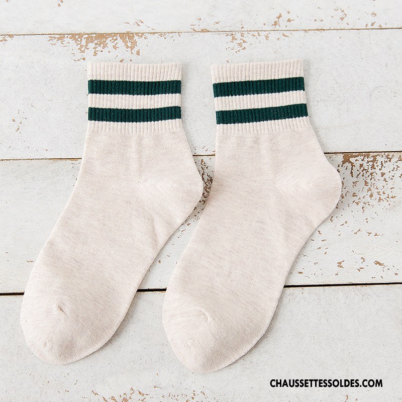 Chaussettes Mi Hautes Femme Élève Plaine Le Nouveau L'automne Mouvement Hiver Blanc