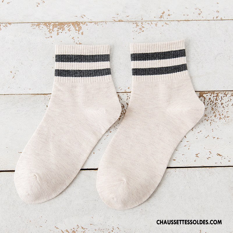 Chaussettes Mi Hautes Femme Élève Plaine Le Nouveau L'automne Mouvement Hiver Blanc