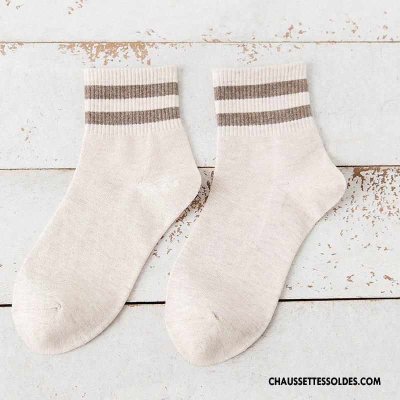 Chaussettes Mi Hautes Femme Élève Plaine Le Nouveau L'automne Mouvement Hiver Blanc