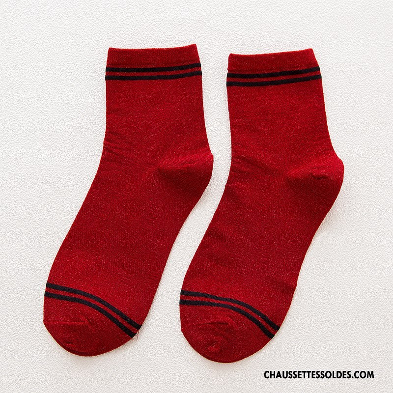 Chaussettes Mi Hautes Femme Élève Vent D'université Nouvelles Arrivées Rétro Milieu Or Gris