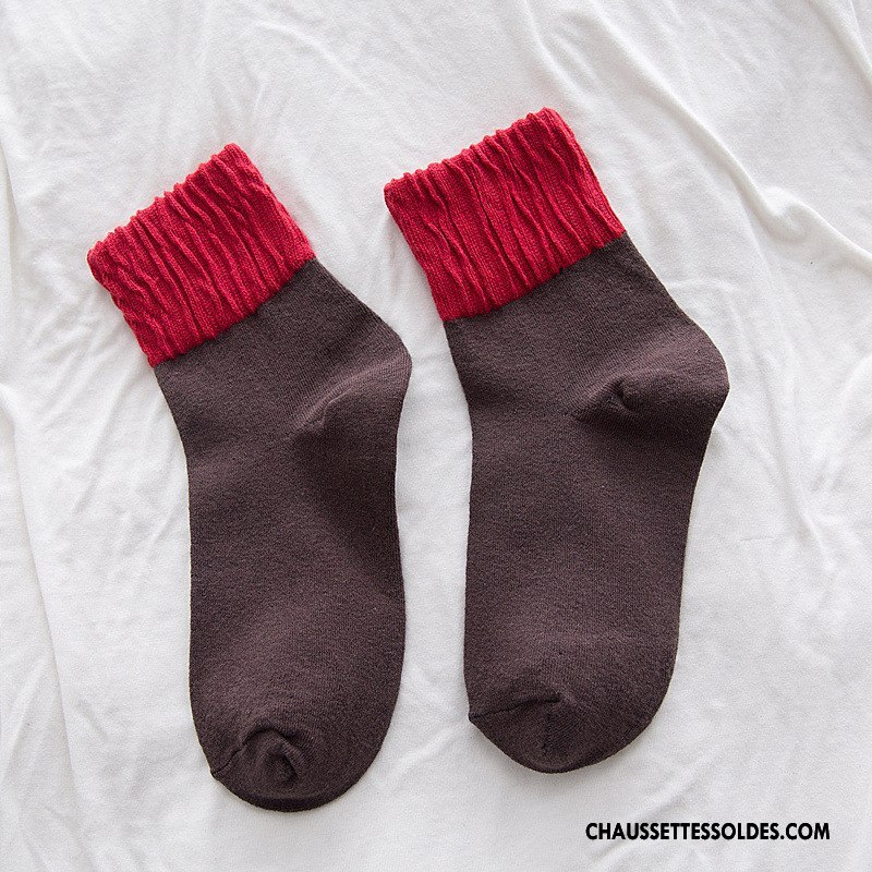 Chaussettes Mi Hautes Femme Élève Épissure Nouvelles Arrivées Rétro L'automne Milieu Marron / Brun