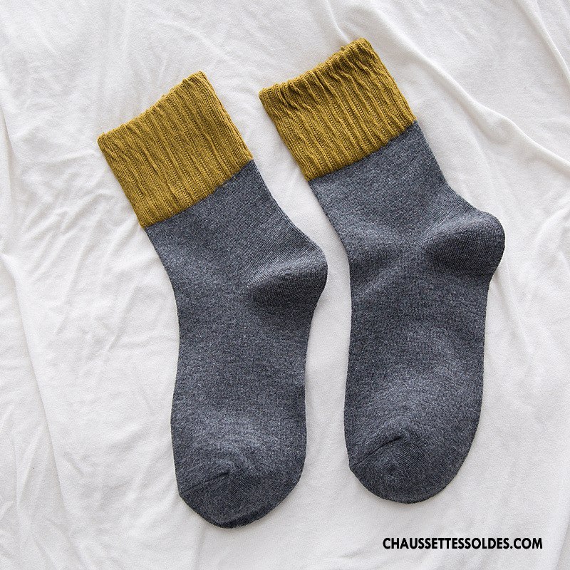 Chaussettes Mi Hautes Femme Élève Épissure Nouvelles Arrivées Rétro L'automne Milieu Marron / Brun