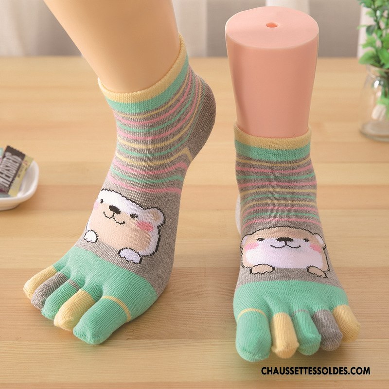 Chaussettes Mi Hautes Femme Été Cinq Doigts Chaussette Basse Coupée 100% Coton Coton Bio Invisible Couleurs De Bonbons Coloré