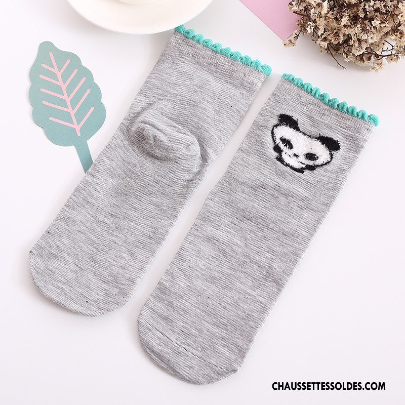 Chaussettes Mi Hautes Femme Été Le Nouveau Charmant Dessin Animé Dimensionnel Matelassé Jaune