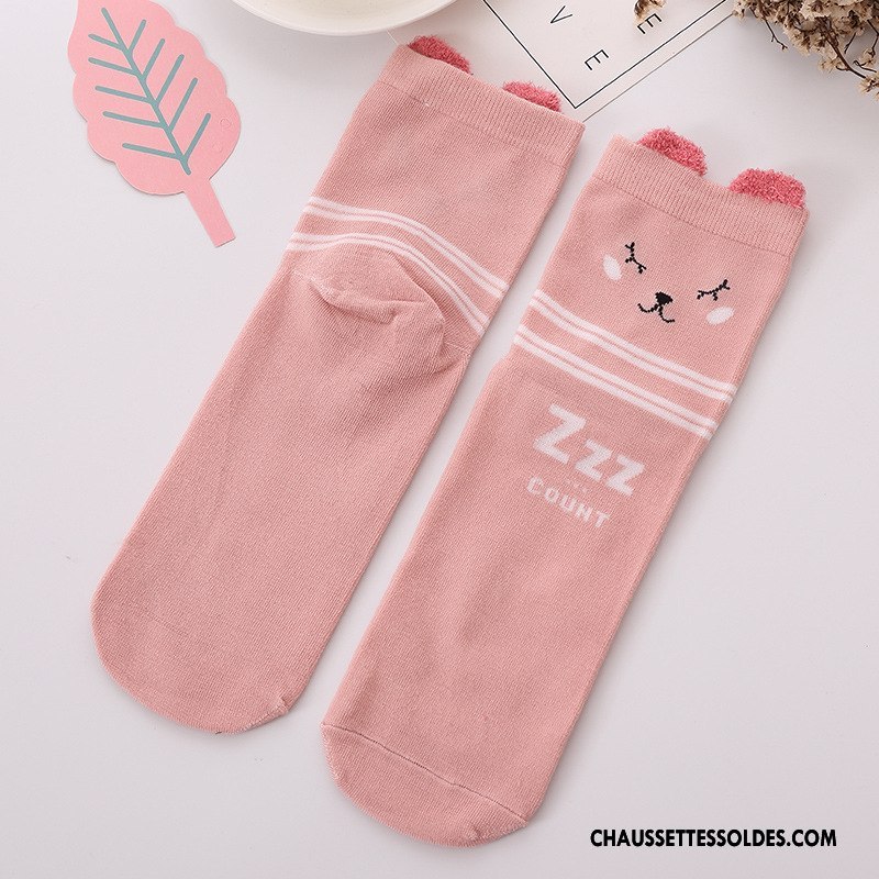 Chaussettes Mi Hautes Femme Été Le Nouveau Charmant Dessin Animé Dimensionnel Matelassé Jaune