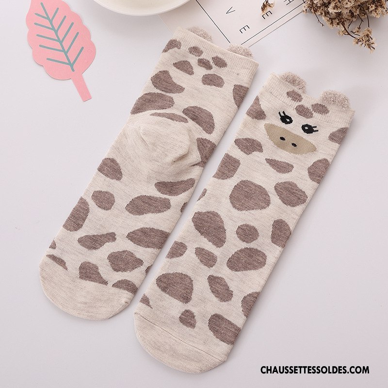 Chaussettes Mi Hautes Femme Été Le Nouveau Charmant Dessin Animé Dimensionnel Matelassé Jaune