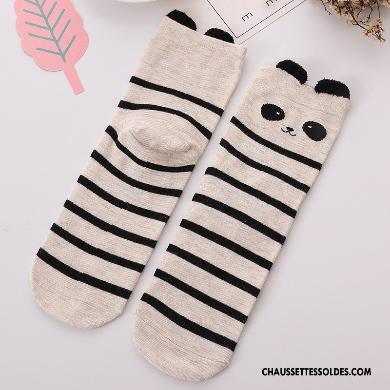 Chaussettes Mi Hautes Femme Été Le Nouveau Charmant Dessin Animé Dimensionnel Matelassé Jaune