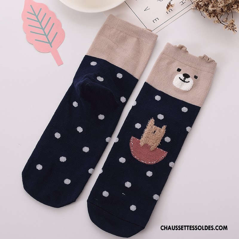 Chaussettes Mi Hautes Femme Été Le Nouveau Charmant Dessin Animé Dimensionnel Matelassé Jaune