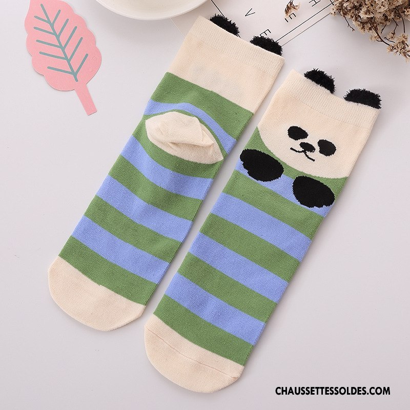 Chaussettes Mi Hautes Femme Été Le Nouveau Charmant Dessin Animé Dimensionnel Matelassé Jaune