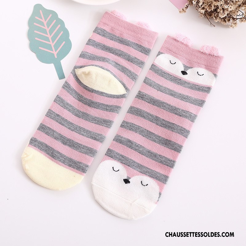 Chaussettes Mi Hautes Femme Été Le Nouveau Charmant Dessin Animé Dimensionnel Matelassé Jaune