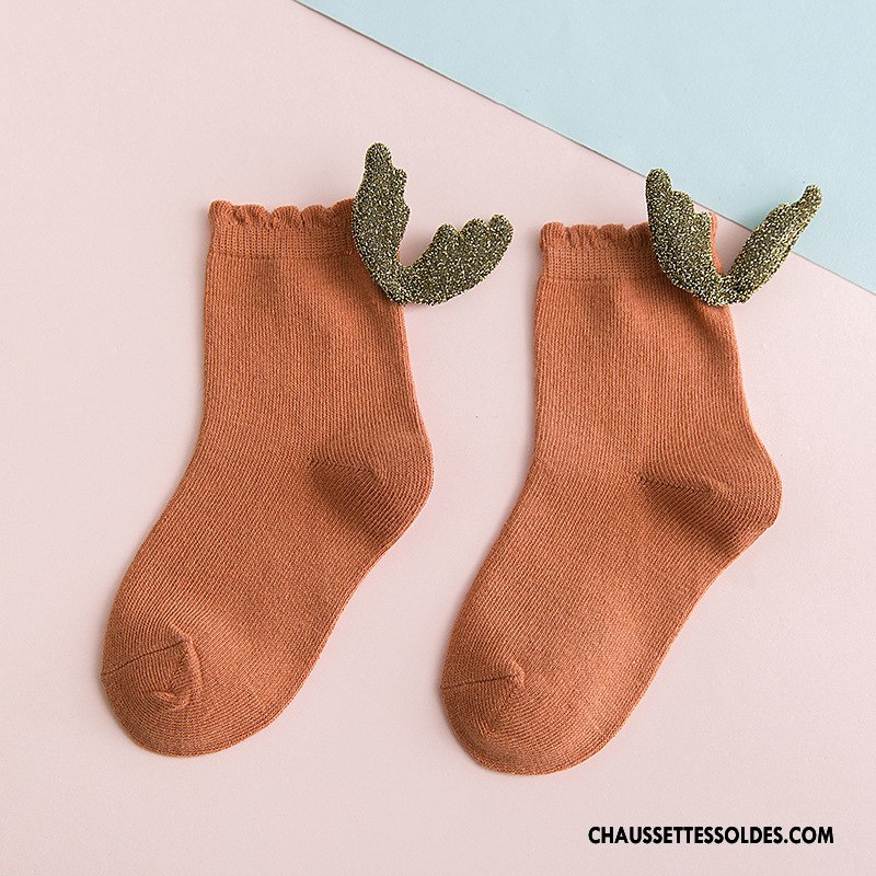 Chaussettes Mi Hautes Fille Aile Le Nouveau Tendance Enfant Mode Printemps Rose