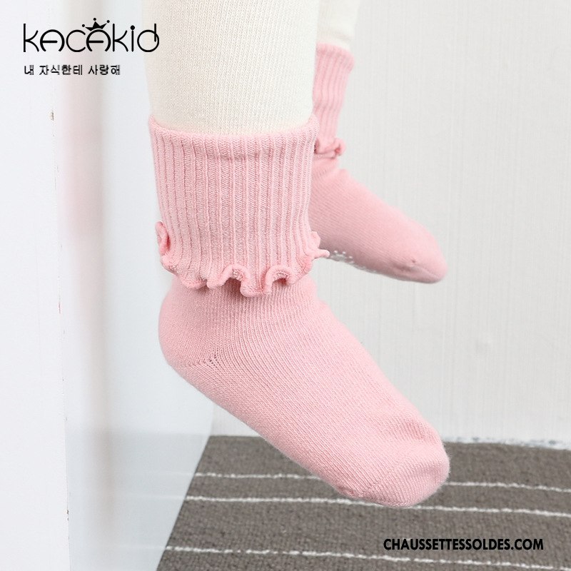 Chaussettes Mi Hautes Fille Antidérapant Bois Enfant L'automne Le Nouveau Doux Jaune Clair