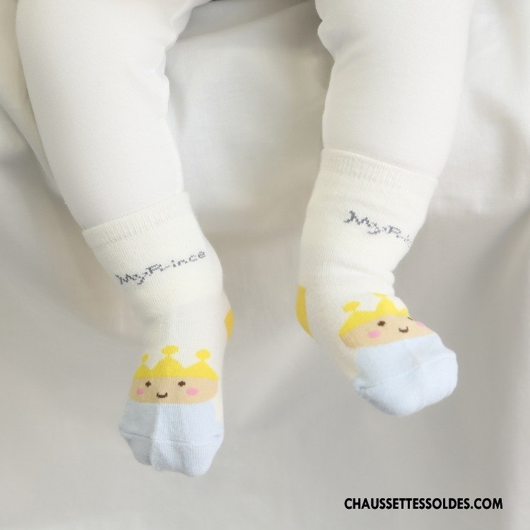 Chaussettes Mi Hautes Fille Antidérapant Bébé 100% Coton Le Nouveau Enfant Dessin Animé Bleu