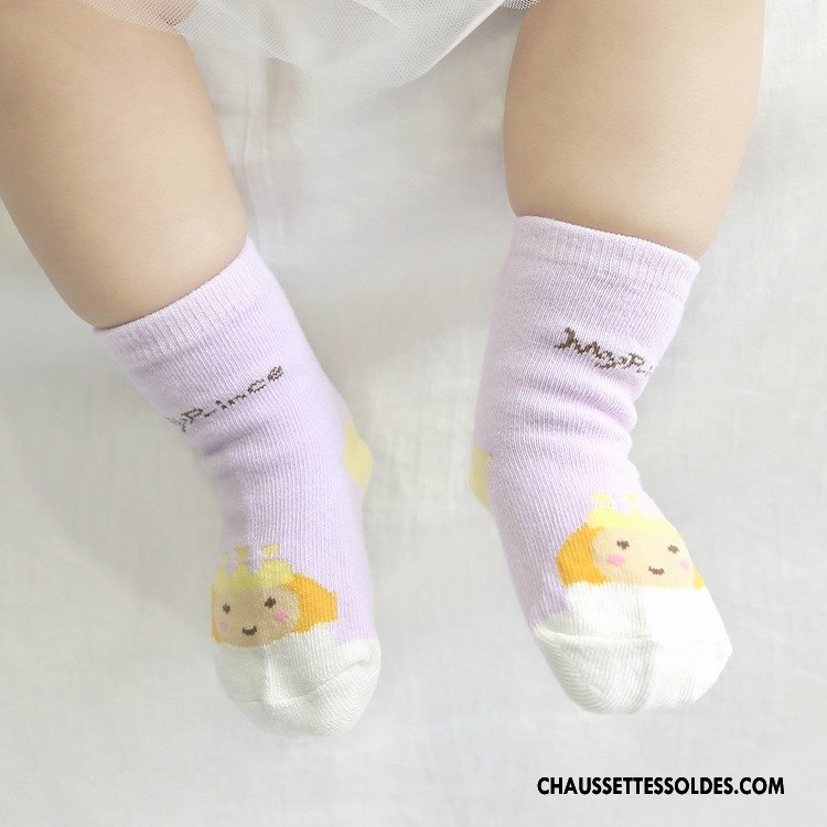 Chaussettes Mi Hautes Fille Antidérapant Bébé 100% Coton Le Nouveau Enfant Dessin Animé Bleu