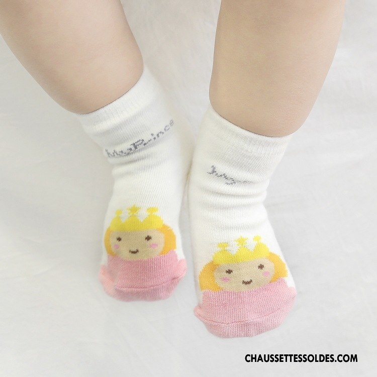 Chaussettes Mi Hautes Fille Antidérapant Bébé 100% Coton Le Nouveau Enfant Dessin Animé Bleu