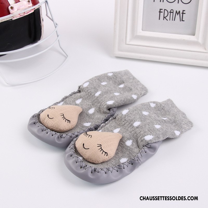 Chaussettes Mi Hautes Fille Antidérapant Enfant Bébé Renforcé Hiver Cuir Bleu