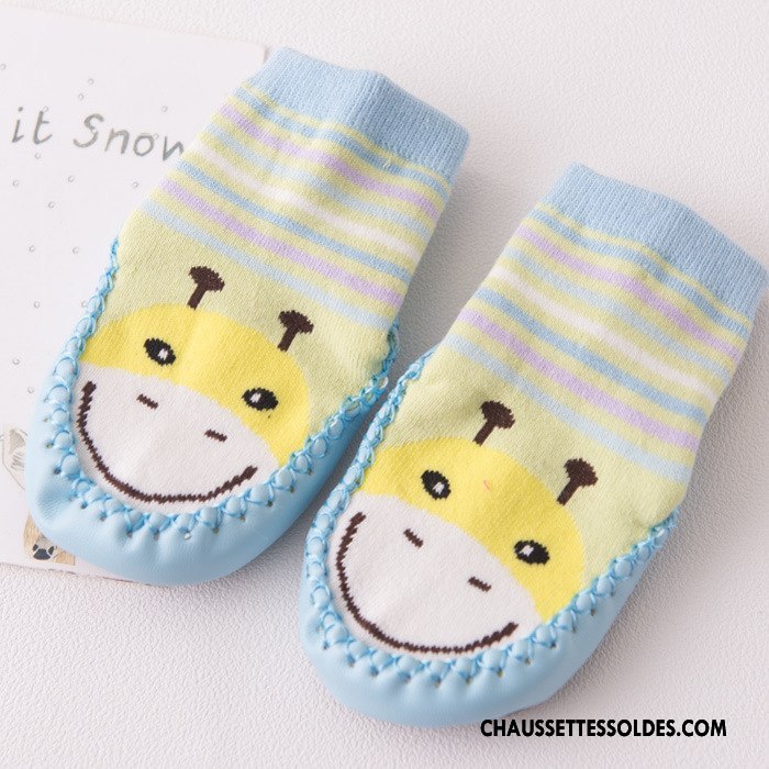 Chaussettes Mi Hautes Fille Antidérapant Enfant Cuir Petit Bébé Hiver Jaune