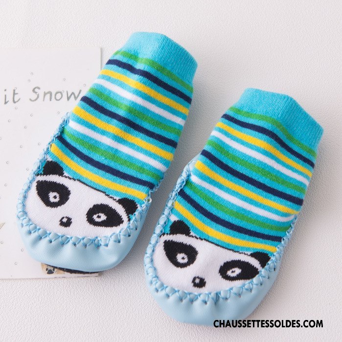 Chaussettes Mi Hautes Fille Antidérapant Enfant Cuir Petit Bébé Hiver Jaune