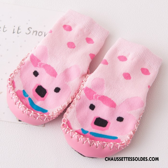 Chaussettes Mi Hautes Fille Antidérapant Enfant Cuir Petit Bébé Hiver Jaune