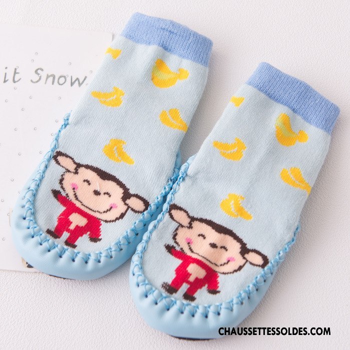 Chaussettes Mi Hautes Fille Antidérapant Enfant Cuir Petit Bébé Hiver Jaune
