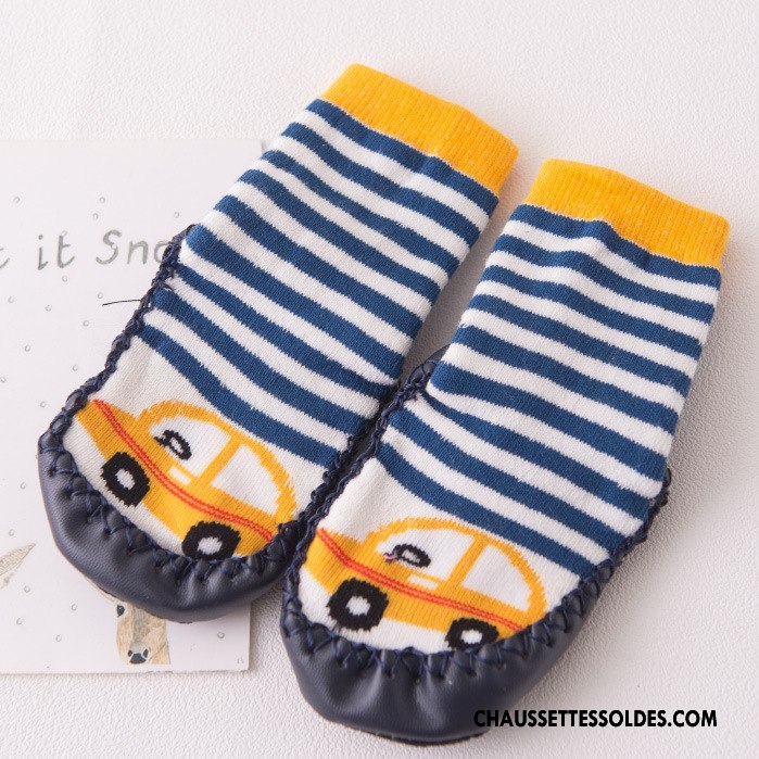 Chaussettes Mi Hautes Fille Antidérapant Enfant Cuir Petit Bébé Hiver Jaune