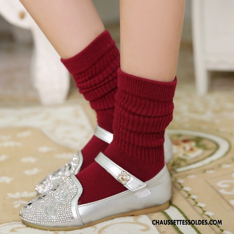 Chaussettes Mi Hautes Fille Bonbons Matelassé 100% Coton Enfant Nouvelles Arrivées Bordeaux