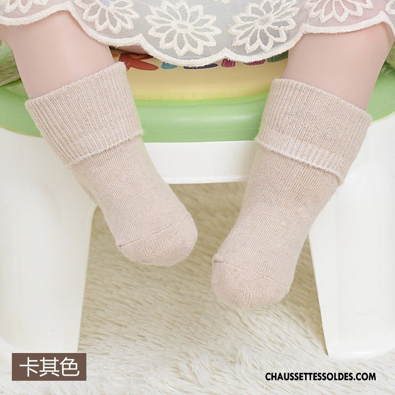 Chaussettes Mi Hautes Fille Bouche Libre Bébé Thermiques Des Chaussettes En Laine Enfant Hiver Rose
