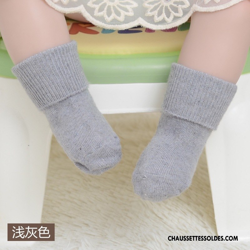 Chaussettes Mi Hautes Fille Bouche Libre Bébé Thermiques Des Chaussettes En Laine Enfant Hiver Rose