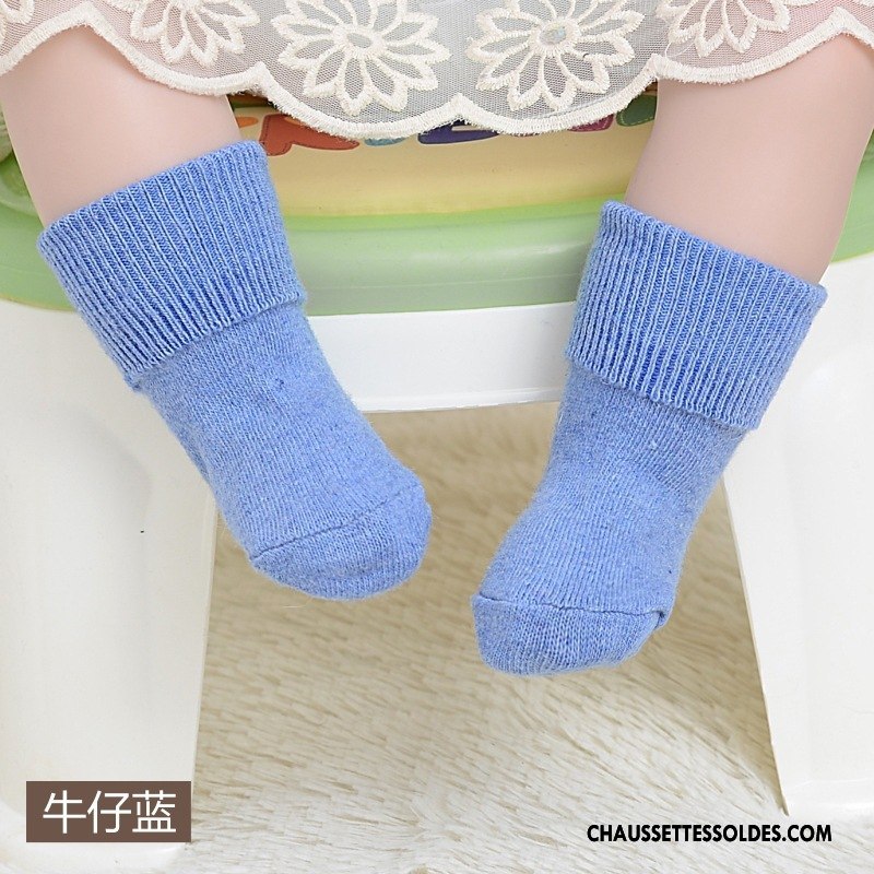 Chaussettes Mi Hautes Fille Bouche Libre Bébé Thermiques Des Chaussettes En Laine Enfant Hiver Rose