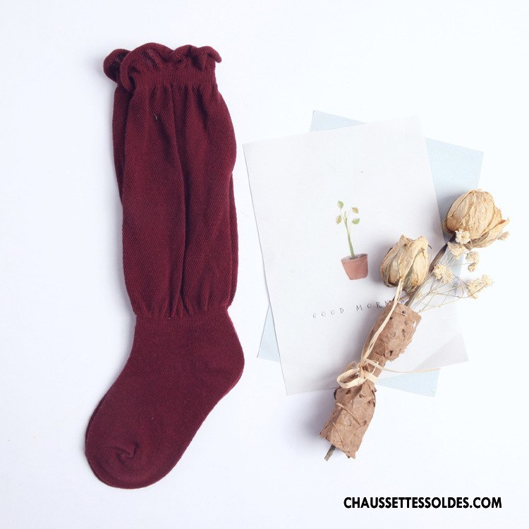 Chaussettes Mi Hautes Fille Bulle Enfant Pure Rouge