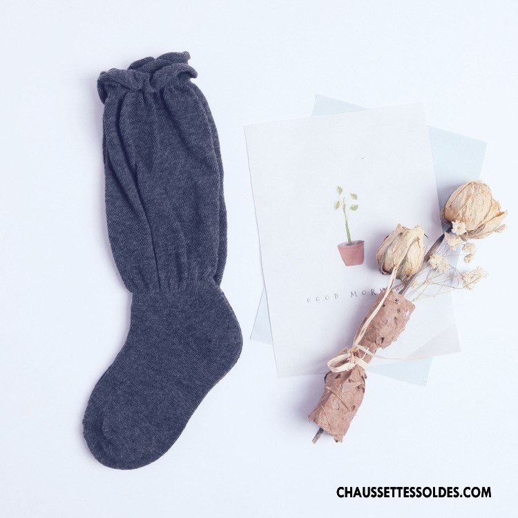 Chaussettes Mi Hautes Fille Bulle Enfant Pure Rouge
