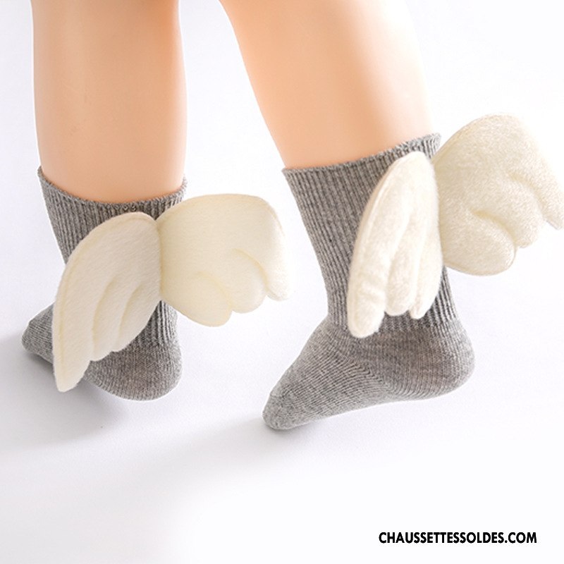 Chaussettes Mi Hautes Fille Bébé Antidérapant Aile Le Nouveau Ange Jaune