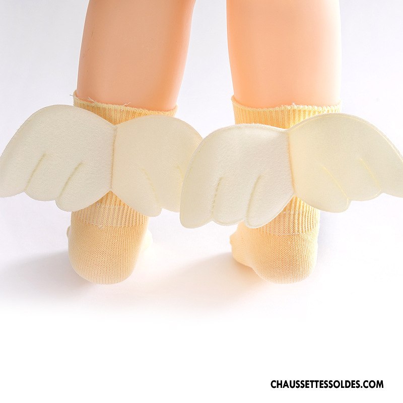 Chaussettes Mi Hautes Fille Bébé Antidérapant Aile Le Nouveau Ange Jaune