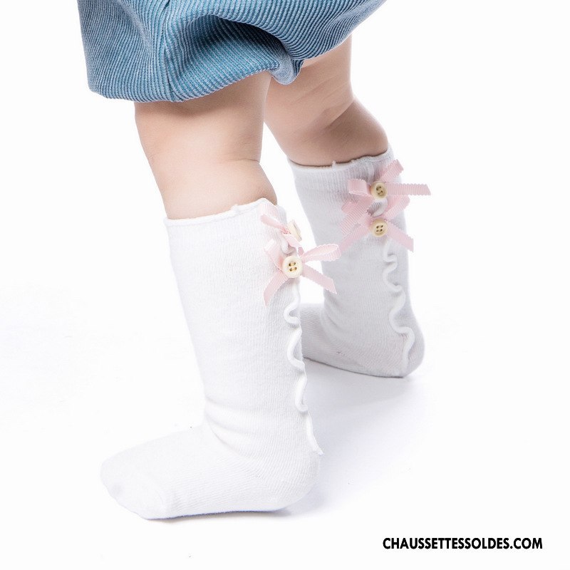 Chaussettes Mi Hautes Fille Bébé Antidérapant Bois Papillon Petit Milieu Bordeaux