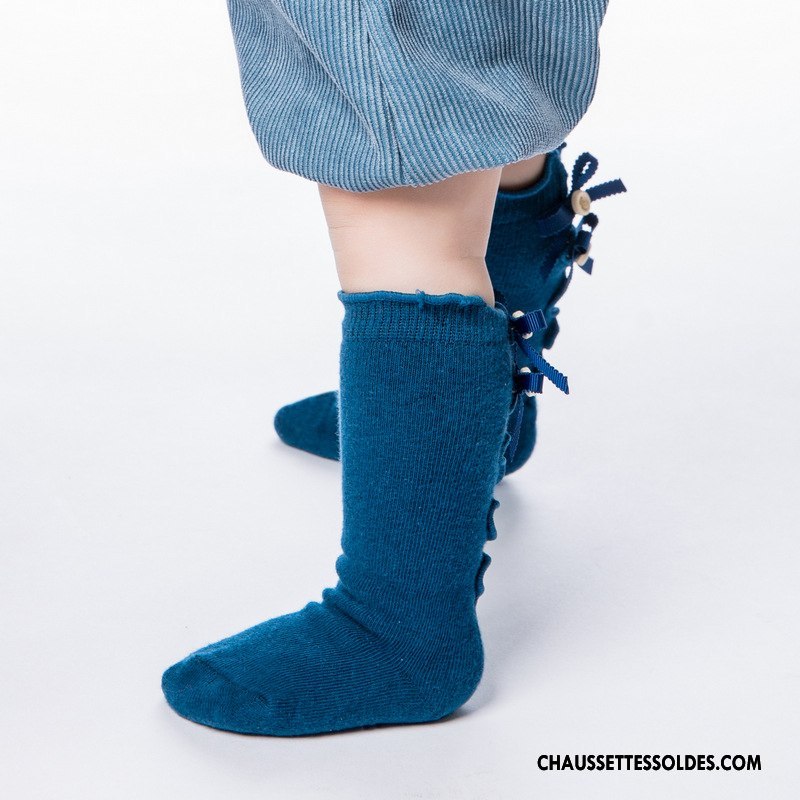 Chaussettes Mi Hautes Fille Bébé Antidérapant Bois Papillon Petit Milieu Bordeaux