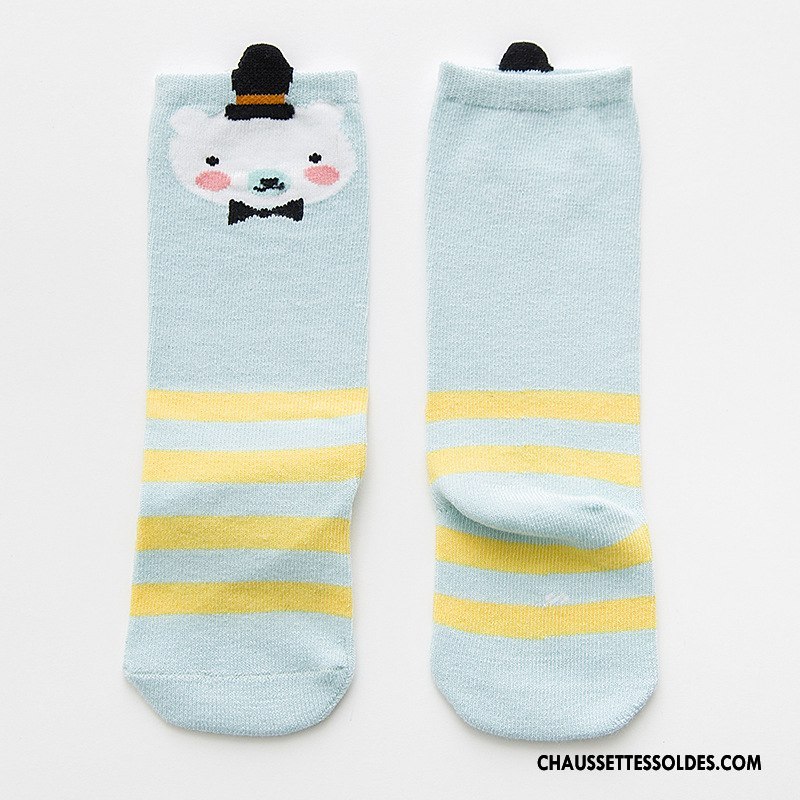 Chaussettes Mi Hautes Fille Bébé Charmant Dimensionnel Milieu Enfant Chapeau Bleu